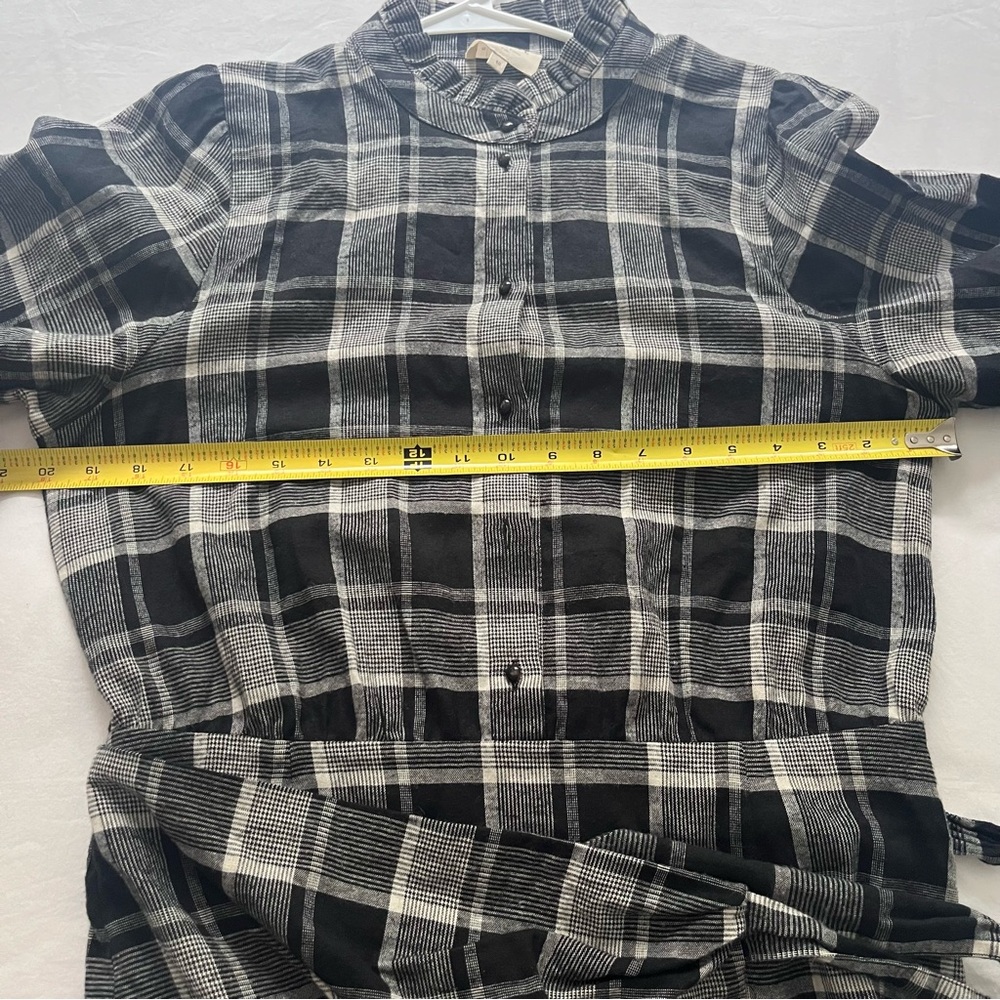 Sezane Capri Flannel Shirtdress Mini Wrap Washington Check French Academia 40 - Picture 15 of 16